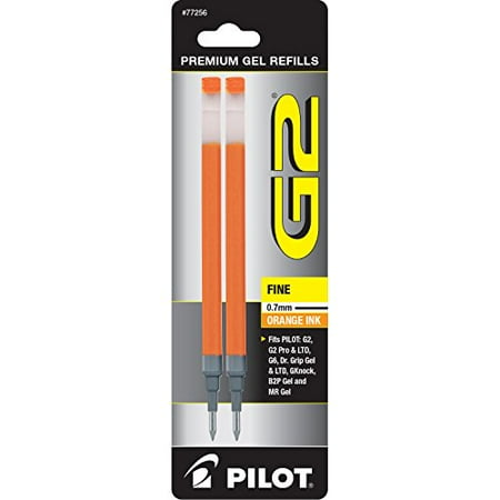 Pilot G2 Gel Ink Refill 2-Pack for Rolling Ball Pens Fine Point Orange (77256)