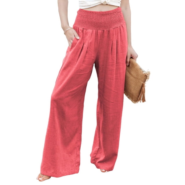 Pantalones Palazzo de para Mujer Naranja M