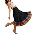 thumbnail image 4 of Umfun Women's Colorful Striped Maxi Skirt Elastic High Waist A-Line Flowy Skirt Summer Vacation Skirt, 4 of 8