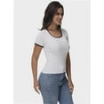 thumbnail image 6 of Women Summer Short Sleeve Shirts Crewneck Striped Color Block T Shirts Slim Fit Basic Tee Tops, 6 of 6
