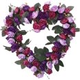 thumbnail image 1 of Artificial Roses Heart-Shaped Garland Decoration, Home Wall Fake Rose Flowers Hanging Garland, Simulation Rose Floral Front Door Wreath, Spring Decorative Wreath for Wedding Party Decor (#B), 1 of 7