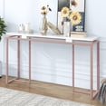 thumbnail image 2 of 63'' Modern Sofa Table, 1-Tier Extra Long Console Entry Table with Metal Frame and 1 Thicken Wood Shelve for Entryway, Hallway, Living Room, Foyer, Corridor, Office (Pink+White), 2 of 8