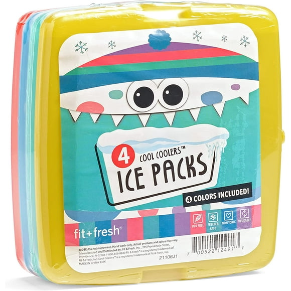 Fit & Fresh Cool Coolers Slim Lunch Ice Packs, Multicolored