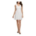 thumbnail image 1 of KENSIE Robe Sans Manches en Dentelle Blanche pour Femmes Col en V Ajustée + Évasée 14, 1 of 4