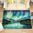 thumbnail image 1 of 3x4 Rug, Aurora Door Mat Washable Non Slip Soft for Entryway, Northern Lights Starry Sky Rug, Polar Landscape Carpet, Aurora Home Decor & Gifts, 1 of 7