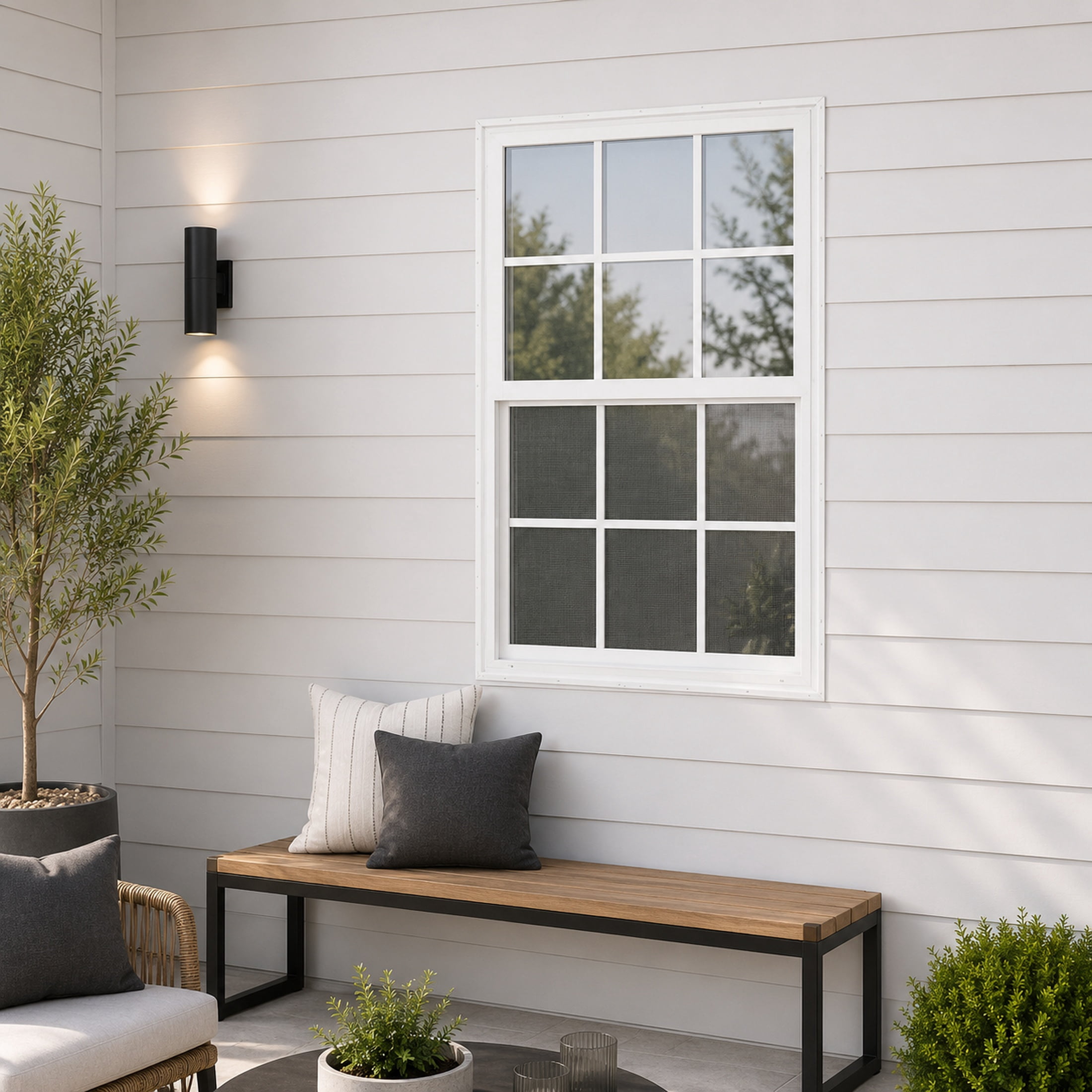 32 in. x 60 in. White Vinyl Double-Pane Insulated Single Hung Window with Grids