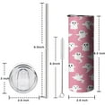 thumbnail image 5 of 20oz Pink Halloween Ghosts Skinny Tumblers Stainless Steel Tumbler with Lid and Straw,Vacuum Insulated Double Wall Travel Tumbler Cups with Cleaning Brush for Coffee,Tea, 5 of 6