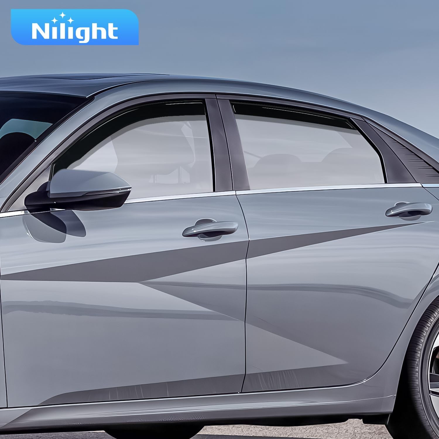 Nilight in-Channel Rain Guards for Hyundai Elantra 2021 2022 2023 2024 2025, Vent Window Visors, Original Window Deflectors-4PCS