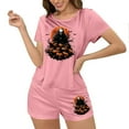 thumbnail image 7 of Tnhcen Women's Halloween Milk Silk Pajama Set Short Sleeve Round Neck Sporty Sleepwear Comfortable Loungewear S-XL Multiple Colors Available Pink, 7 of 7