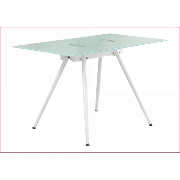 Desks, Modern 47” L Home Office Computer Desk, White Metal & Tempered Glass | White | Tempered Glass