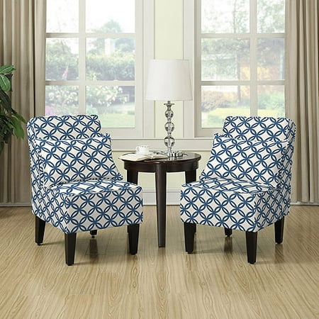 Dani Armless Accent Chair, Set of 2, Honeycomb Navy Blue ...