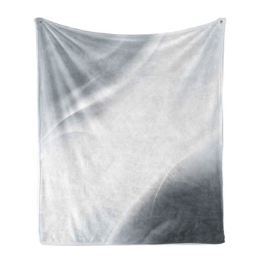 Grey Soft Flannel Fleece Throw Blanket, Abstract Framework with Ombre Inspired Design Corners Wavy Lines Modern, Cozy Plush for Indoor and Outdoor Use, 50" x 60", Grey Pale Grey White, by Ambesonne