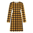 thumbnail image 6 of Noric Women's Crew Neck Long Sleeve Midi Dresses Pleated Swing Casual with Pockets Classic Plaid Print Relaxed Fit Dresses, 6 of 8