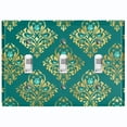 thumbnail image 1 of Metal Light Switch Plate Cover Elegant Green Yellow Damask DAM088, 1 of 13