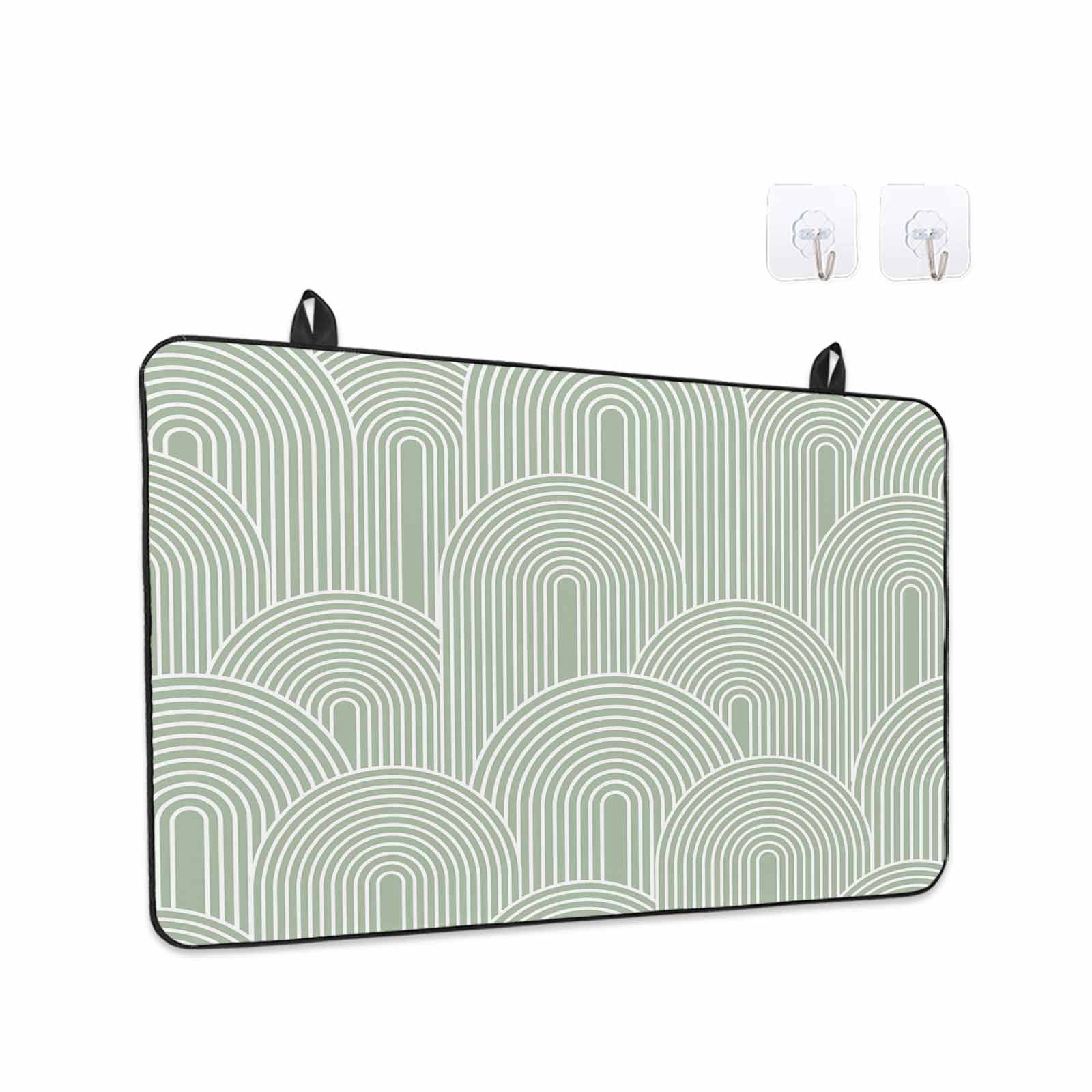 Sage Green Ombre Stove Top Cover for Electric Stove, Heat-proof & Non Slip Glass Top Stove Cover Protector, Farmhouse Stripes Modern Abstract Art Kitchen Flat Cooktop Rubber Mat 36x21 Inches