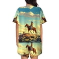 thumbnail image 4 of Womens Pajama Sets With Pocket, Western Sky Desert Cowboy Lounge Sets Short Sleeve Sleepwear PJ Sets for Women, 4 of 6