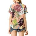 thumbnail image 4 of INSPIRE CHIC Valentine's Day Women's Shirts Hawaiian Short Sleeve Tropical Floral Button Down Tops XS Pink, 4 of 9