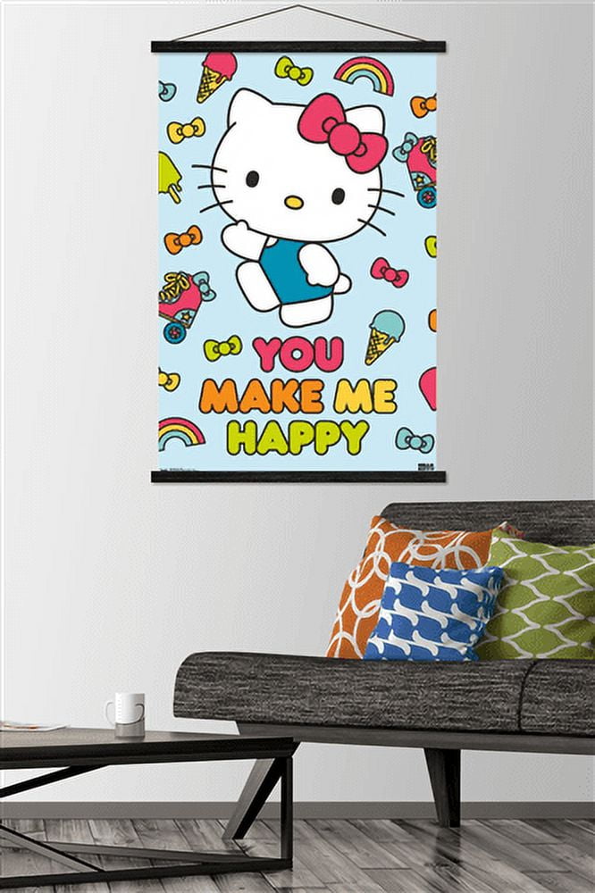 Hello Kitty - Happy Wall Poster with Push Pins, 22.375 x 34