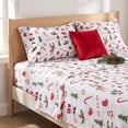 thumbnail image 4 of Gogreen Christmas Queen Sheet Set 4-Piece, Microfiber Bed Sheets Deep Pocket, Soft Breathable Wrinkle Resistant Holiday Bedding(Christmas Deer), 4 of 6
