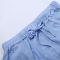 thumbnail image 3 of HOOMEUMY Men's Summer 2 Piece Outfits Linen Short Sleeve Button Down Shirts Shorts Set Solid Color Loose Fit Beach Shorts Sets Blue XXL, 3 of 6