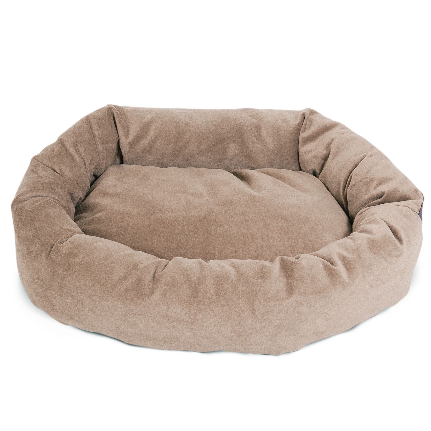 Majestic Pet Faux Suede Bagel Pet Bed for Dogs, Calming Dog Bed Washable, Large, Stone