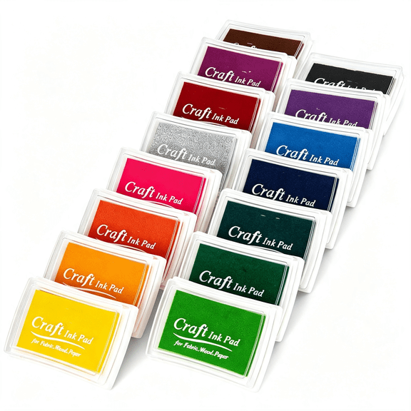 CCOCC 15 Colors Craft Ink Pads,Washable Finger Ink Pads for Stamps for Kids Diy,Paper,Wood Fabric,Scrapbooking,Rubber Stamps Ink Pads for Stamps