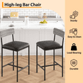 thumbnail image 2 of Bar Stools Set of 2, with Back Metal Legs, Modern Upholstered Barstools for Kitchen Island, Cafe, 2 of 4