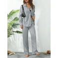 thumbnail image 6 of Liacowi Women 2 Piece Pant Set Aesthetic Print Long Sleeve Top Shirt + Long Trousers Casual Summer Beach Holiday Suits Outfits, 6 of 9
