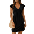thumbnail image 1 of Vestido Tipo Chaleco Holgado con Mangas de y Escote en V Profundo para Mujer, Color Negro, Talla L, 1 of 6