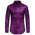 thumbnail image 5 of INSPIRE CHIC Metallic Leopard Shirts for Men's Long Sleeves Button Down Shiny Printed Shirts S Purple, 5 of 6