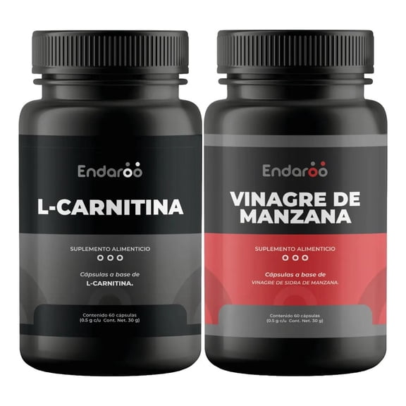 Vinagre de Manzana con L-Carnitina 60 Cápsulas Endaroo | Pack 2 Frascos Sin Aditivos