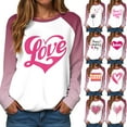 thumbnail image 5 of HCNTES Womens Girls Valentines Long Sleeve Love Heart Print T-Shirt Top Spring Casual Fashion Round Neck Sweatshirt Pullover Comfortable Leisure Wear(A-Yellow,XL), 5 of 9