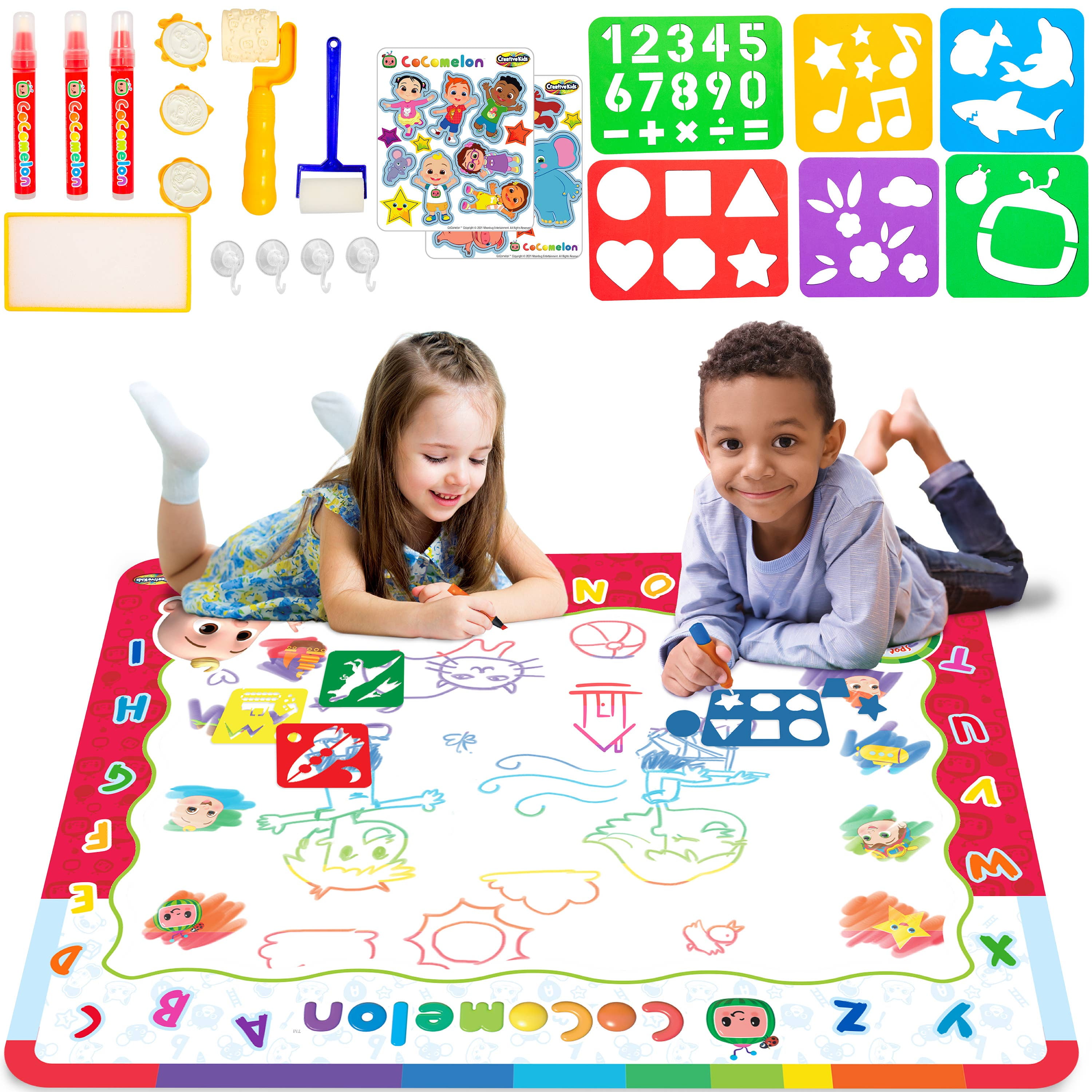 Cocomelon Water Doodle Mat - Magic Doodle Play Mat with Stamps, Stickers & More Ages 3+