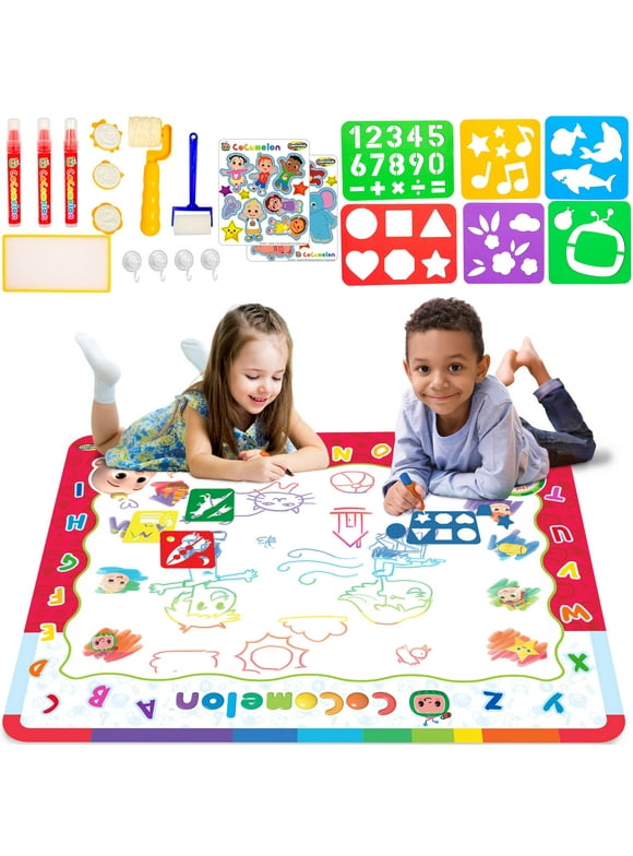 Cocomelon Water Doodle Mat - Kids Painting Magic Water Toy With Stamps, Stickers and More