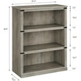 thumbnail image 2 of Jojoka 3 Tier Bookcase, Farmhouse Book Shelf with Storage Open Display Bookshelves, 40" Low Book Case Wooden 3 Shelf Bookcase Home Decor Furniture for Home Office, Living Room, Bed Room - Grey, 2 of 7