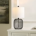 thumbnail image 2 of SAFAVIEH Novis 18 in. Modern Black Iron Table Lamp with Off-white 100% Cotton Shade, 2 of 6