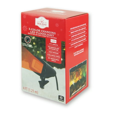 3-Color Changing LED 90-Degree Adjustable Angle Floodlight Indoor/Outdoor by Holiday Time