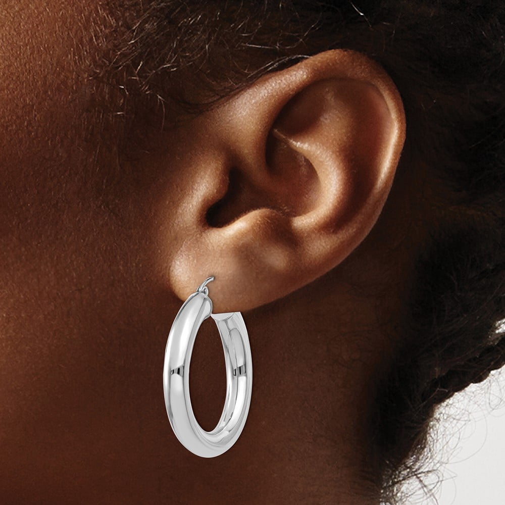 Primal Gold 14 Karat White Gold 5mm Lightweight Hoop Earrings