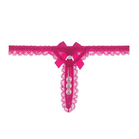 

Shiusina Pearl Waist Women Panties Low String Thongs G Panties Pendant Underwear