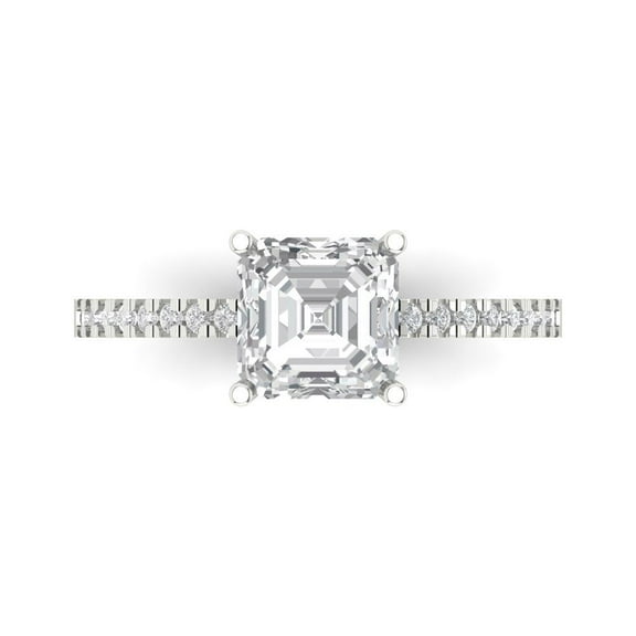 Solitaire with Accents Engagement Ring for Women - 2.7ct White Sapphire in 14K White Gold Promise Ring