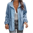 thumbnail image 2 of Great Gifts for Less Ofreoo Women's Fleece Fleece Button Up Outwear Long Sleeved Hoodless Casual Jacket Jackets for Women, 2 of 8