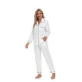 thumbnail image 3 of ANLIQI Women's 100% Cotton Long Sleeve Pajama Sets Button Down Notched Collar Sleepwear Soft Lounge Pjs with Pockets (White,S), 3 of 7