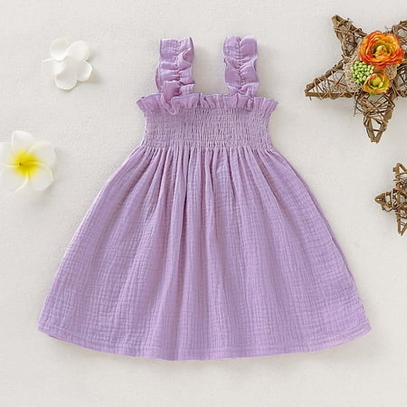 

Herrnalise Toddler Kids Baby Girls Cute Solid Color Breathable Ruffles Elastic Band Suspenders Dress Skirt