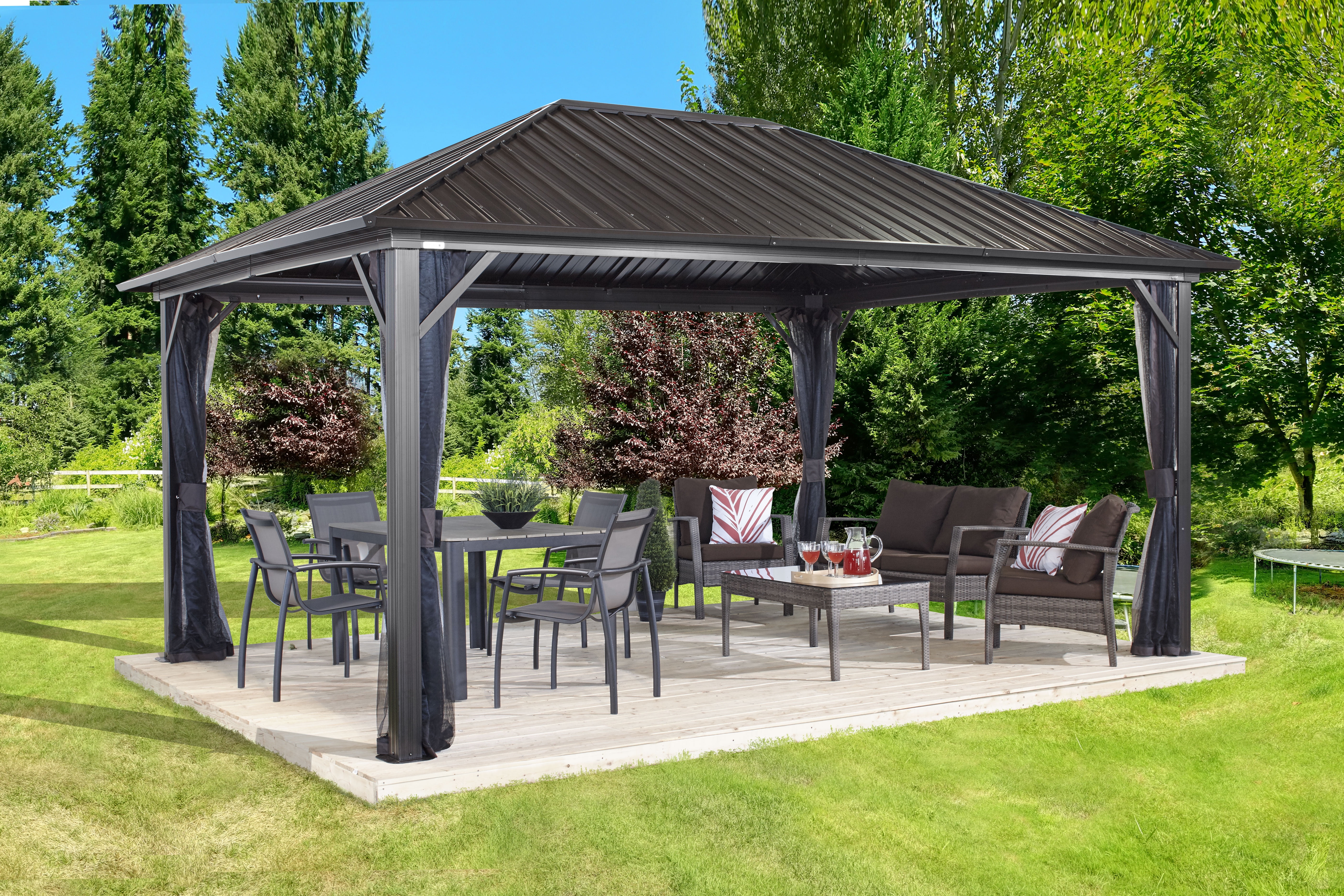 Sojag GENOVA 12x16 Gazebo, galvanised steel roof & mosquito netting by Sojag