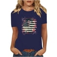 thumbnail image 2 of Cavosen Red White and Blue T Shirts Women Independence Day Short Sleeve Round Neck T Shirts American Flag Graphic Tops Lady L 4th of July Casual T Shirts Red White and Blue Tunic Tees, 2 of 8