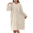 thumbnail image 5 of QINGFSAP Womens Hooded Bathrobe Long Sleeve Snap Button Front Quick Dry Absorbent Lounge Wear, 5 of 7