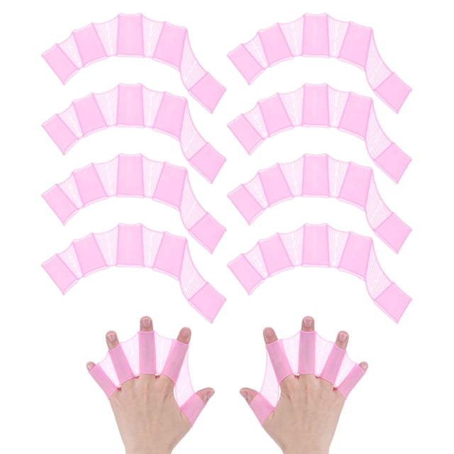 Uxcell 4 pares de guantes de natación de silicona tipo rana de medio dedo color rosa