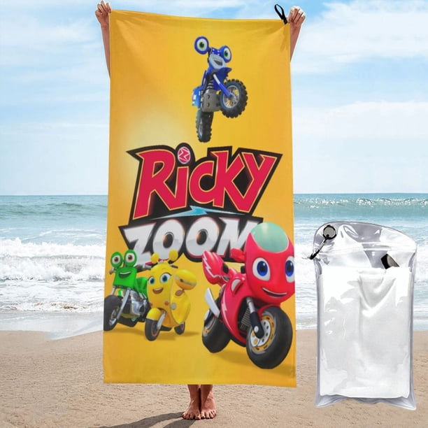 Toallas de playa Ricky Zoom, toallas de baño absorbentes, ligeras y de secado rápido, toalla de baño de microfibra ultra suave para viajes, playa, gimnasio, camping, yoga, picnics, piscina, 27,5 x 55