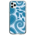 thumbnail image 1 of DistinctInk Clear Shockproof Hybrid Case for iPhone 12 / 12 PRO (6.1" Screen) - TPU Bumper, Acrylic Back, Tempered Glass Screen Protector - Big Blue Paisley, 1 of 2
