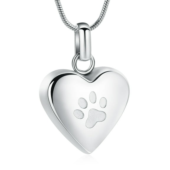 Pet Cremation Jewelry for Ashes Pendant Paw Print Pet Heart Urn Necklace Memorial Keepsake Jewelry for Pet/Dog's/Cat's Ashes